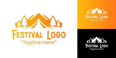 Minimalist and Bold Festival Logos Featuring Tent and Nature Elements for Branding vector