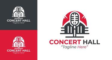 Dynamic Concert Hall Logo with Microphone and Event Vibes vector
