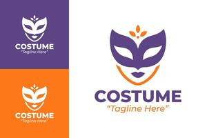 Modern and Elegant Purple and Orange Costume Logo for Performance and Event Branding vector