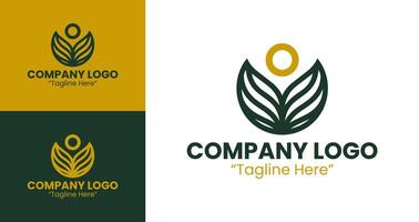 Professional and Unique Logo Design for Digital Business Branding in Mustard and Dark Green vector
