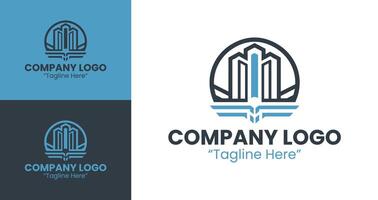 Elegant Architecture Logo Design with Sleek Lines for Real Estate Branding in Blue Color vector