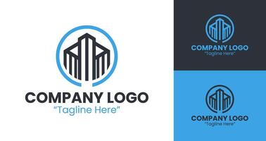 Modern Minimalist Round Company Logo with Clean Geometric Design for Corporate Branding in Blue Color vector