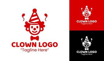 Fun Red Clown Logo Design for Parties and Entertainment Events vector