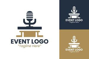 Modern Event Logo Designs for Concerts and Music Shows with Microphone Symbol vector