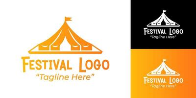 Unique and Stylish Festival Logos with Tent, Nature, and Flag Elements for Branding vector