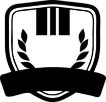 Black White Shield Laurel vector