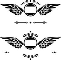 Black White Winged Emblems vector