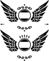 Winged Circle Crown Emblem vector