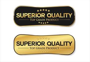 Modern Premium Quality badge design featuring a stylish gold and black color palette on a clean white background vector