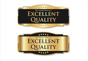 A luxurious and modern Premium Quality badge design featuring a gold and black color palette on a clean white background vector