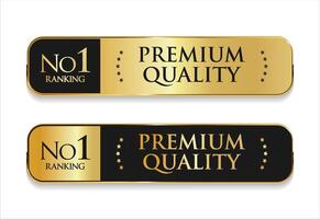 A luxurious and modern Premium Quality badge design featuring a stylish gold and black color palette on a clean white background vector