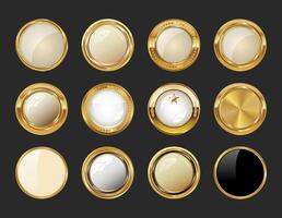 Gold button collection for design purposes vector