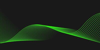 Abstract black elegant background with green shining lines waves. modern background for banner, poster, cover, brochure, flyer,website vector