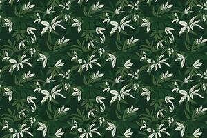 Seamless pattern with bold tropical leaves in green and deep on a dark background. Stylish botanical design for fabric, packaging, wallpapers, print, and fashion projects vector