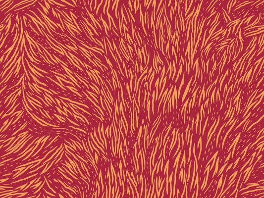 Seamless abstract animal inspired pattern with dynamic yellow organic lines on a burgundy background. Plain print ornament for textile design, modern wallpapers, branding projects