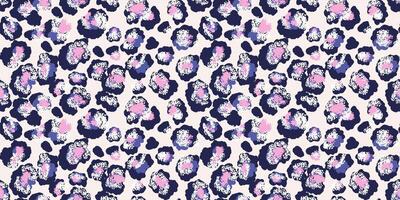 Colored leopard-inspired pattern with abstract spots in pink and navy, blue shades on a light background. Bold, modern design animal print for fashion, textiles, artistic creative branding projects. vector