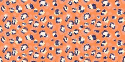 Bright leopard-inspired pattern with abstract spots in orange and white shades on a vibrant orange background. Bold, modern design animal print perfect for fashion, textiles, digital ar vector