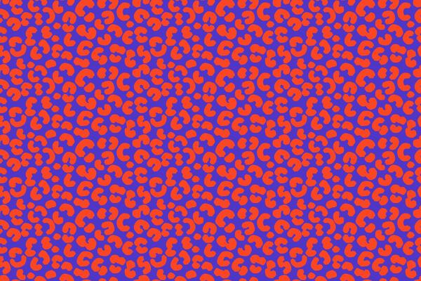 Seamless leopard print pattern with bold orange spots on a vivid blue background. Trendy animal skin design for fashion, textiles, packaging, modern digital projects