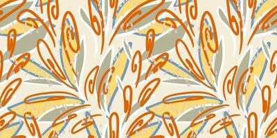Colorful seamless pattern with abstract swirling shapes. Unique organic shapes, flowing lines, and dynamic composition print. Contemporary design for fabric, wrapping paper, and home decor vector