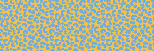 Seamless pattern with abstract blue leopard spots on a vivid yellow background. Bold and playful animal print design for fashion, kids wear, textiles vector