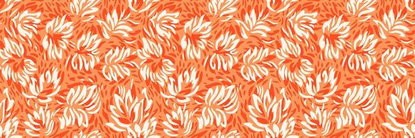 Seamless floral pattern with abstract hand drawn petals in orange and red hues. Aesthetic modern design inspired by nature, perfect for textiles, wallpapers, packaging, branding vector