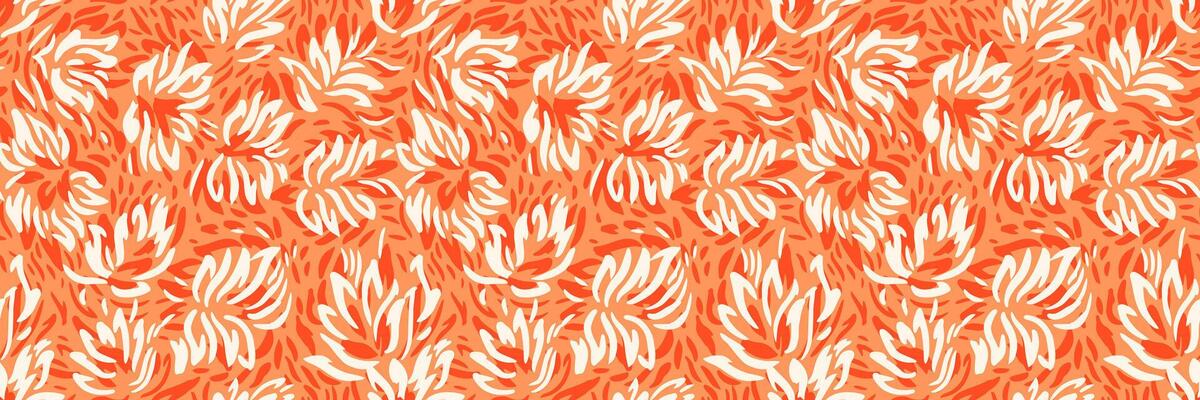 Seamless floral pattern with abstract hand drawn petals in orange and red hues. Aesthetic modern design inspired by nature, perfect for textiles, wallpapers, packaging, branding