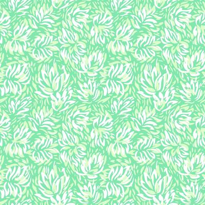 Seamless pattern with abstract white floral shapes on a soft mint green background. Decorative and modern design perfect for textiles, wallpapers, stationery, and fashion prints