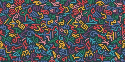 Abstract seamless doodle pattern. Creative abstract style art background with basic colorful shapes. vector