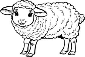 Illustration of a cartoon sheep coloring page. vector