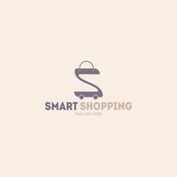 Modern shopping cart logo design for smart retail and e commerce vector