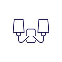 Wall Chandelier Minimalistic Thin Icon for Web and Graphic Design, Apps, Banners, Social Network and Cards vector