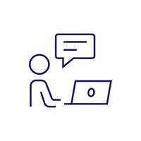 Simple Icon of User Freelancer on Laptop for Graphics, Concept, Apps vector