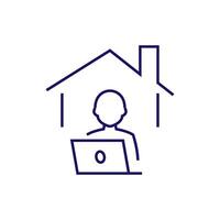 Remote Worker or Freelancer Modern Outline Style Icon for Design, Cards, Apps, Social Networks vector