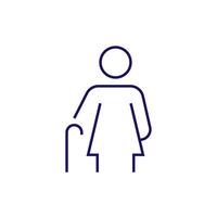 Disabled Female Minimalistic Outline Icon for Web and Graphic Design, Apps, Banners, Social Network and Cards vector