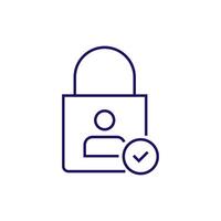 User on Door Lock Minimalistic Linear Pictogram for Web and Graphic Design, Apps, Banners, Social Network and Cards vector