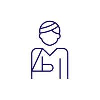 Faceless Man with Injury Minimalistic Line Icon for Web and Graphic Design, Apps, Banners, Social Network and Cards vector
