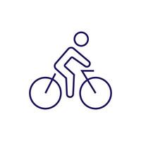Thin Icon of Person on Bicycle for Graphics, Concept, Apps vector