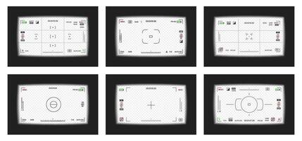 Camera viewfinder or photo frame recorder flat design illustration set. vector
