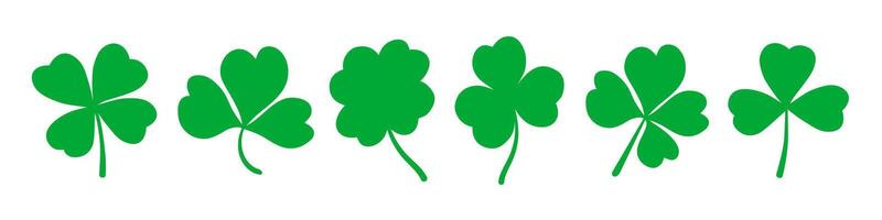 Lucky four, three clover shamrock leaf icon flat style silhouette illustration. vector