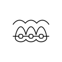 Braces on Teeth Minimalistic Line Icon for Web and Graphic Design, Apps, Banners, Social Network and Cards vector