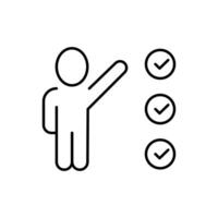 Line image of User by Checklist for Graphics, Concept, Apps vector