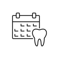 Tooth by Calendar Minimalistic Thin Icon for Web and Graphic Design, Apps, Banners, Social Network and Cards vector