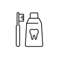 Line Illustration of Toothpaste with Dental Floss for Graphics, Concept, Apps vector