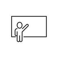 Man is Presenting Minimalistic Thin Outline Icon for Web and Graphic Design, Apps, Banners, Social Network and Cards vector