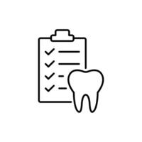 Tooth by Clipboard Minimalistic Thin Line Icon for Web and Graphic Design, Apps, Banners, Social Network and Cards vector