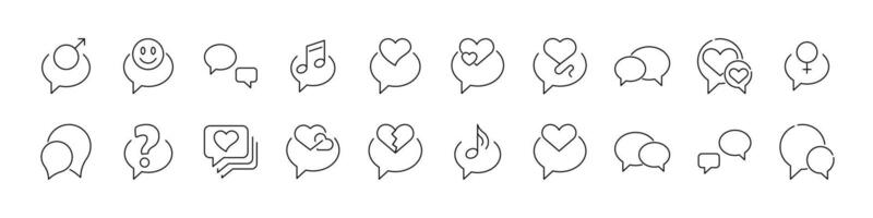 Pack of Line Icons of Speech Bubble. Minimalistic Linear Pictogram for Web and Graphic Design, Apps, Banners, Social Network and Cards vector