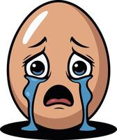A cartoon egg crying with tears vector