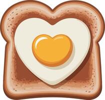 Heart shaped toast with egg in it vector