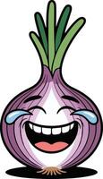 An onion cartoon character with a smile on its face vector