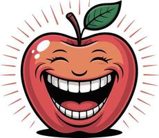 An apple with a big smile and a big laugh vector